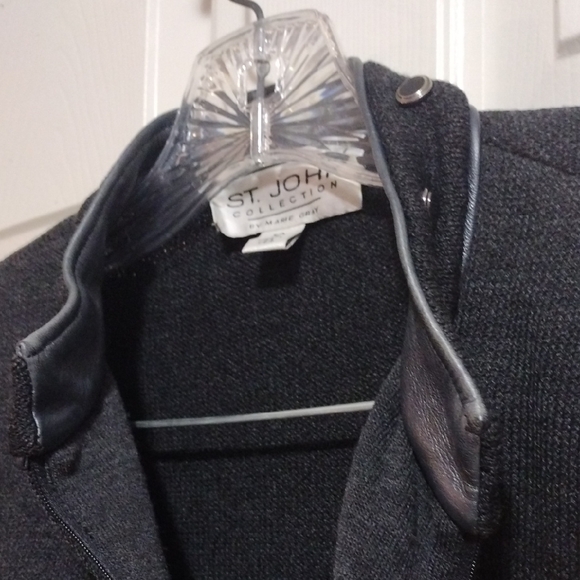 ST. John Collection By Marie Gray Vintage Santana Knit Blazer Charcoal Size 10 - Picture 6 of 12